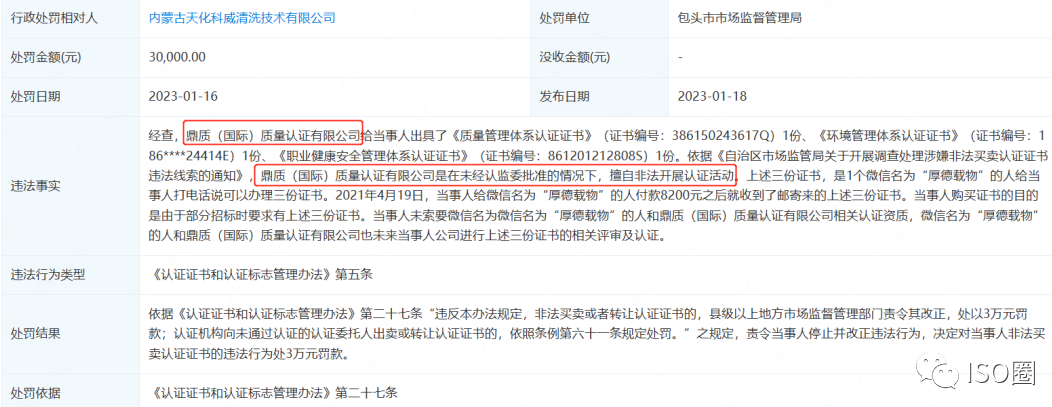 一机构非法从事认证活动,涉及多家企业买证被罚一 一机构非法从事认证活动,涉及多家企业买证被罚一